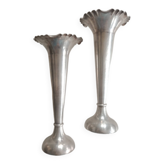 Pair of silver metal soliflores