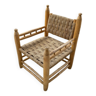 Fauteuil bois et corde Maroc