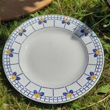 Plat de service Sarreguemines Ribeauville Ocre et bleu