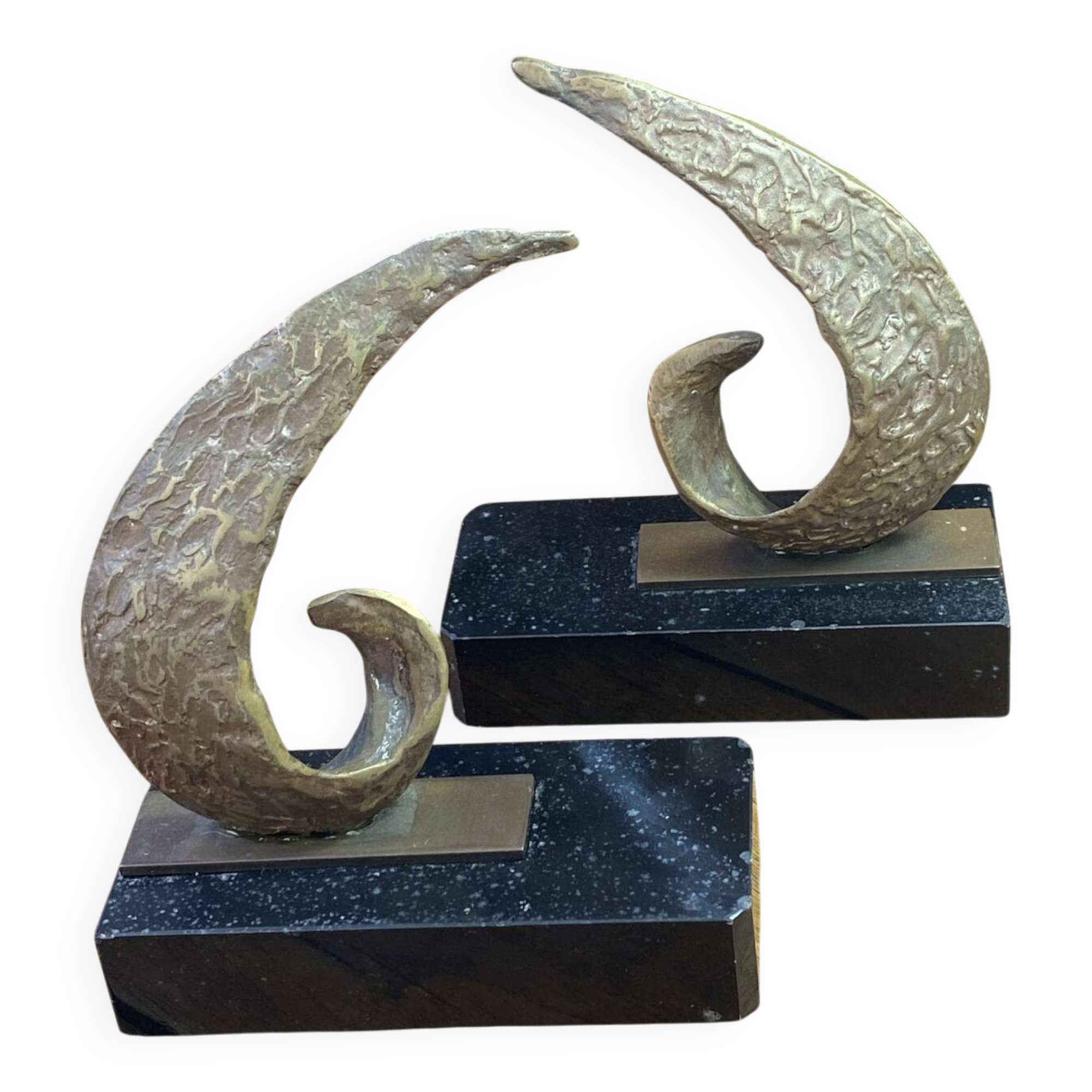 Bookends in bronze and marble