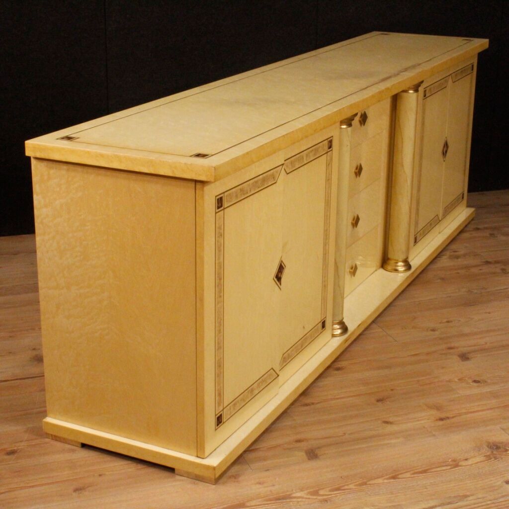 Buffet Italien en bois exotique et laiton