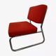 Fauteuil chauffeuse design vintage rouge orangé pied métal 70