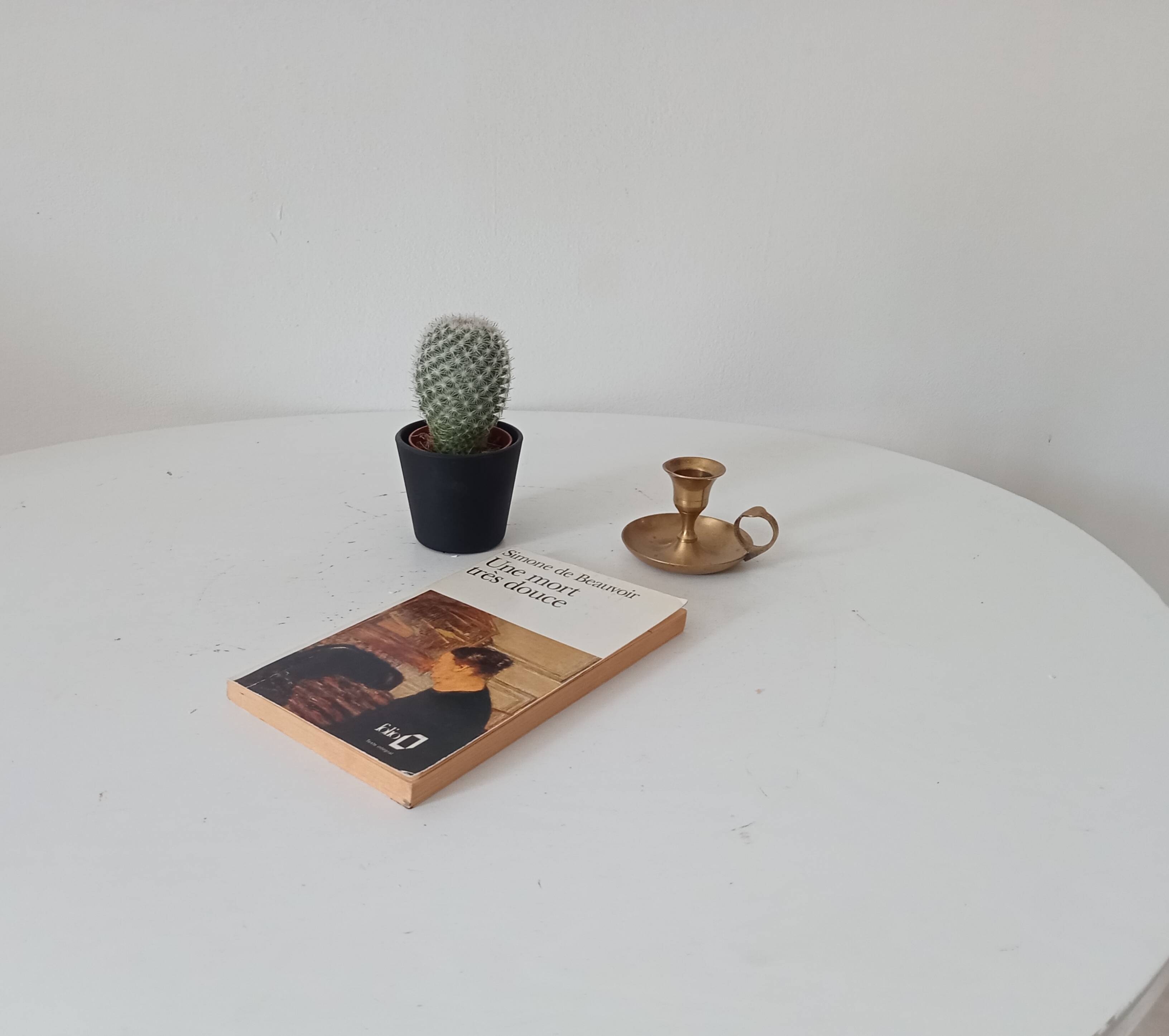 Vintage brass hand candle holder