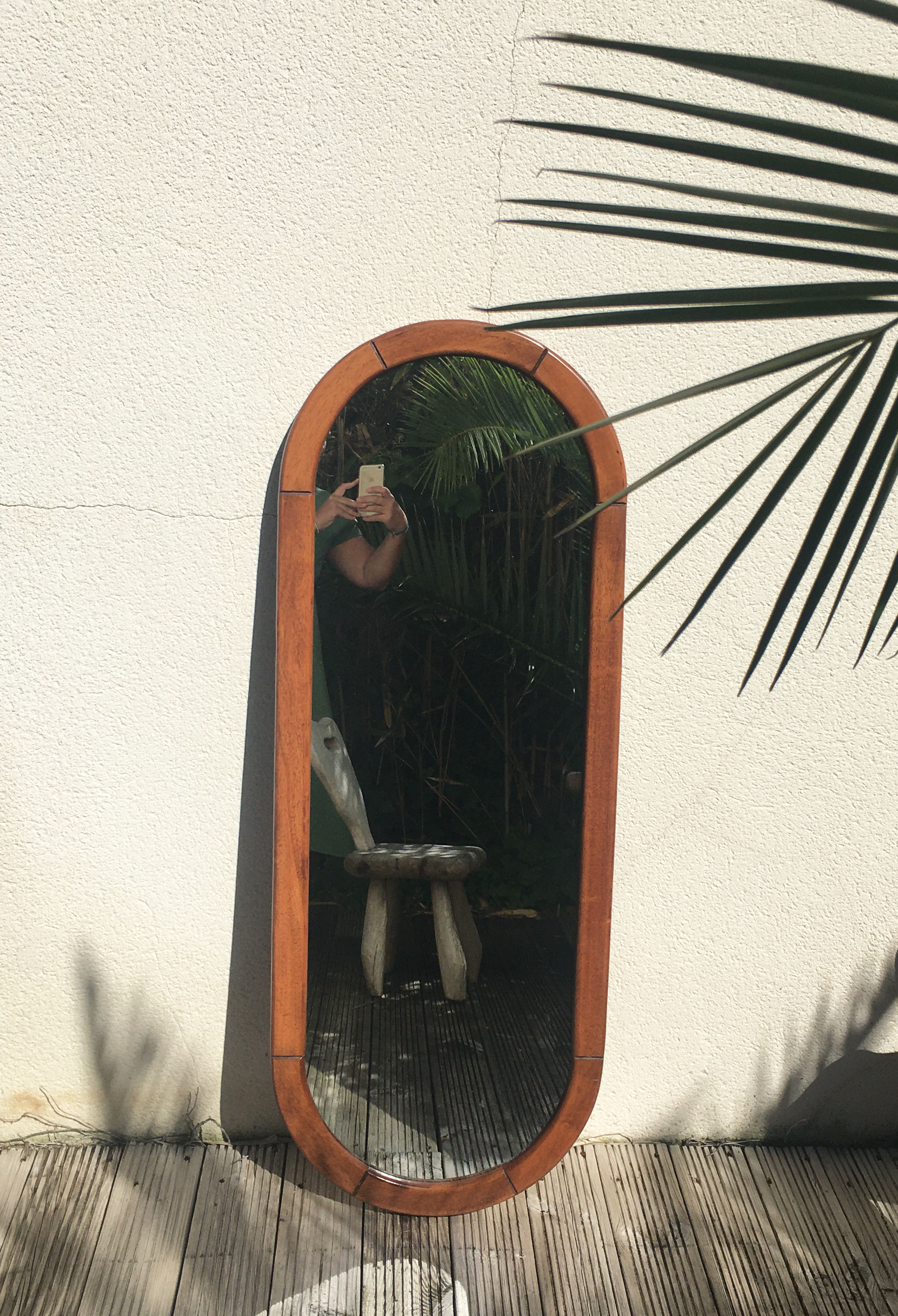 Miroir ovale en bois 148cm