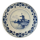 Old wall plate in blue Delft pottery