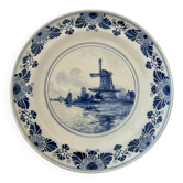 Ancienne assiette murale en faïence bleue de Delft