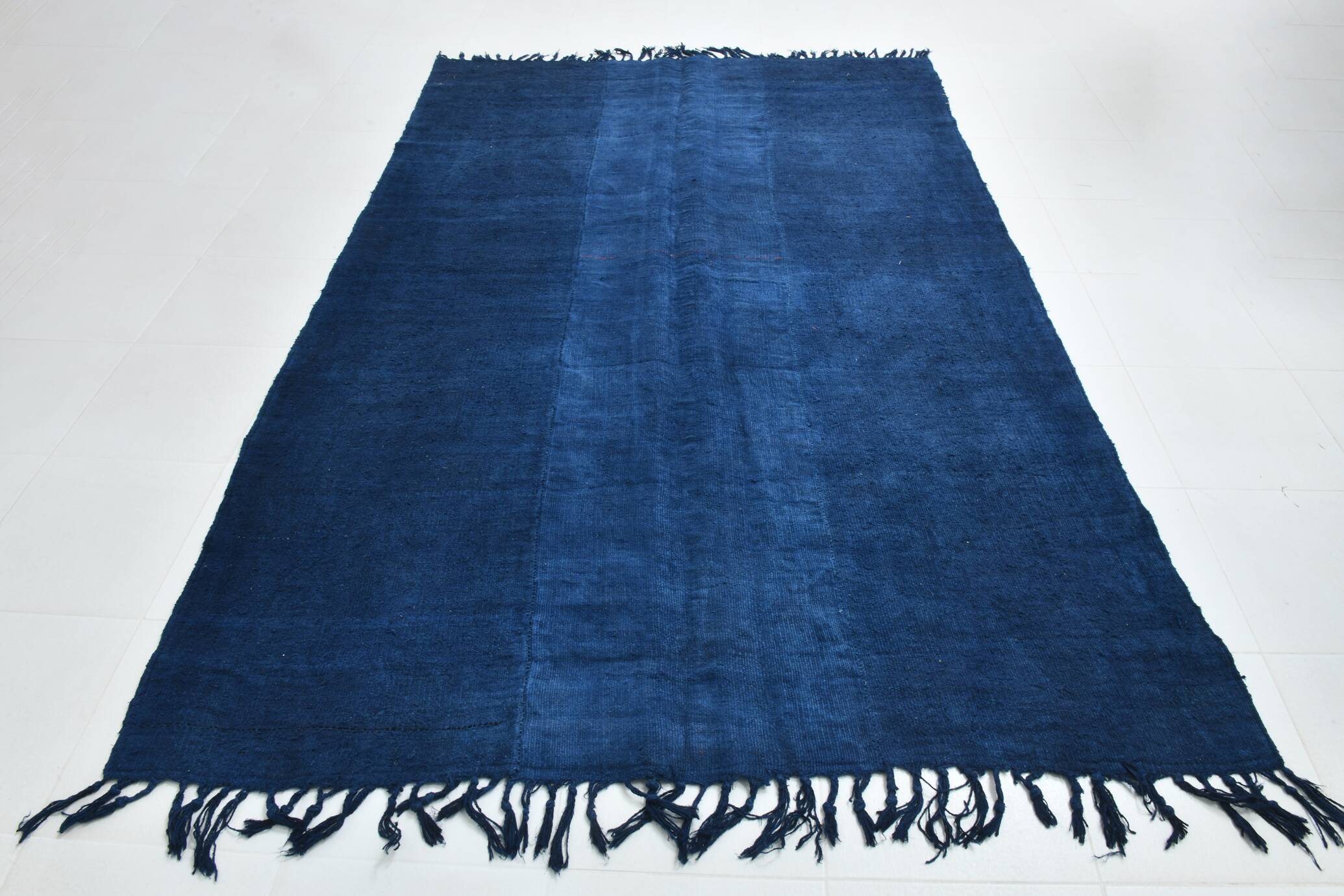 Contemporary Navy Blue Turkish Vintage Kilim Rug, 188x287Cm
