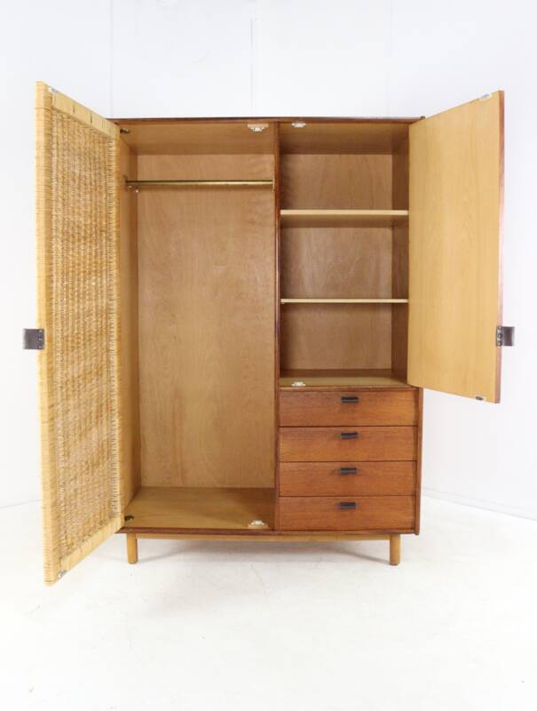 Sebastian Muggenthaler wardrobe - teak & Wicker - rare mid century design