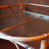 Bamboo and frosted glass fine serving trolley, 1960s