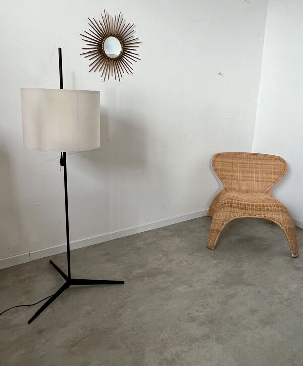 Ancien lampadaire design des années 50 en métal abat-jour réglable vintage