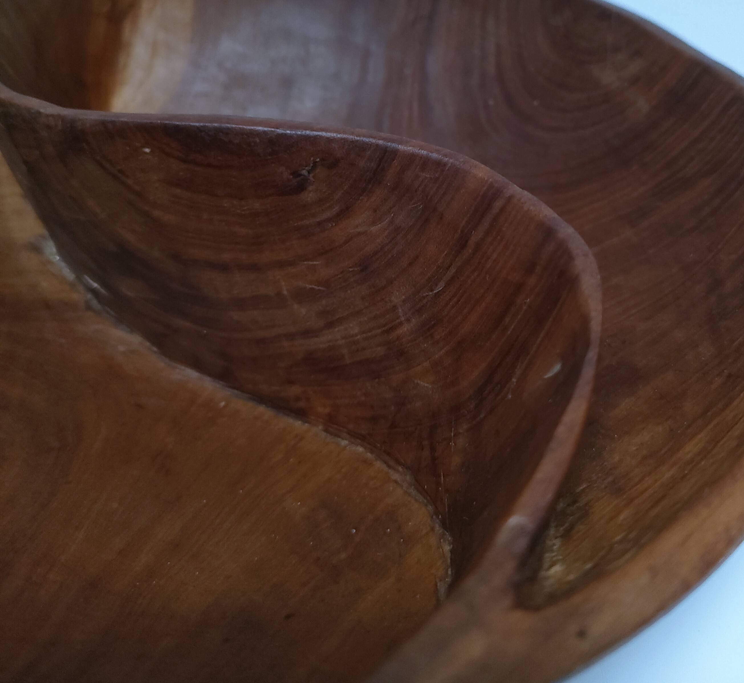 Yin Yang carved wooden pocket emptier from the 80s