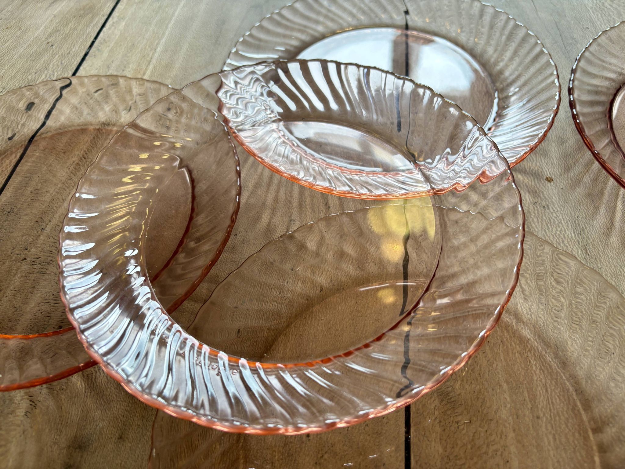 Set of 6 vintage Arcoroc rosaline dessert plates