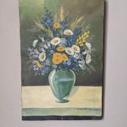 Antique still life painting, bohemian country decor