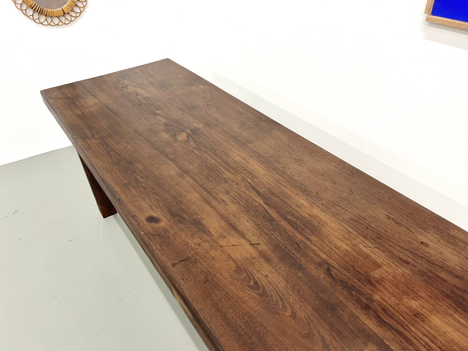 Small 1950s farmhouse table in blond walnut