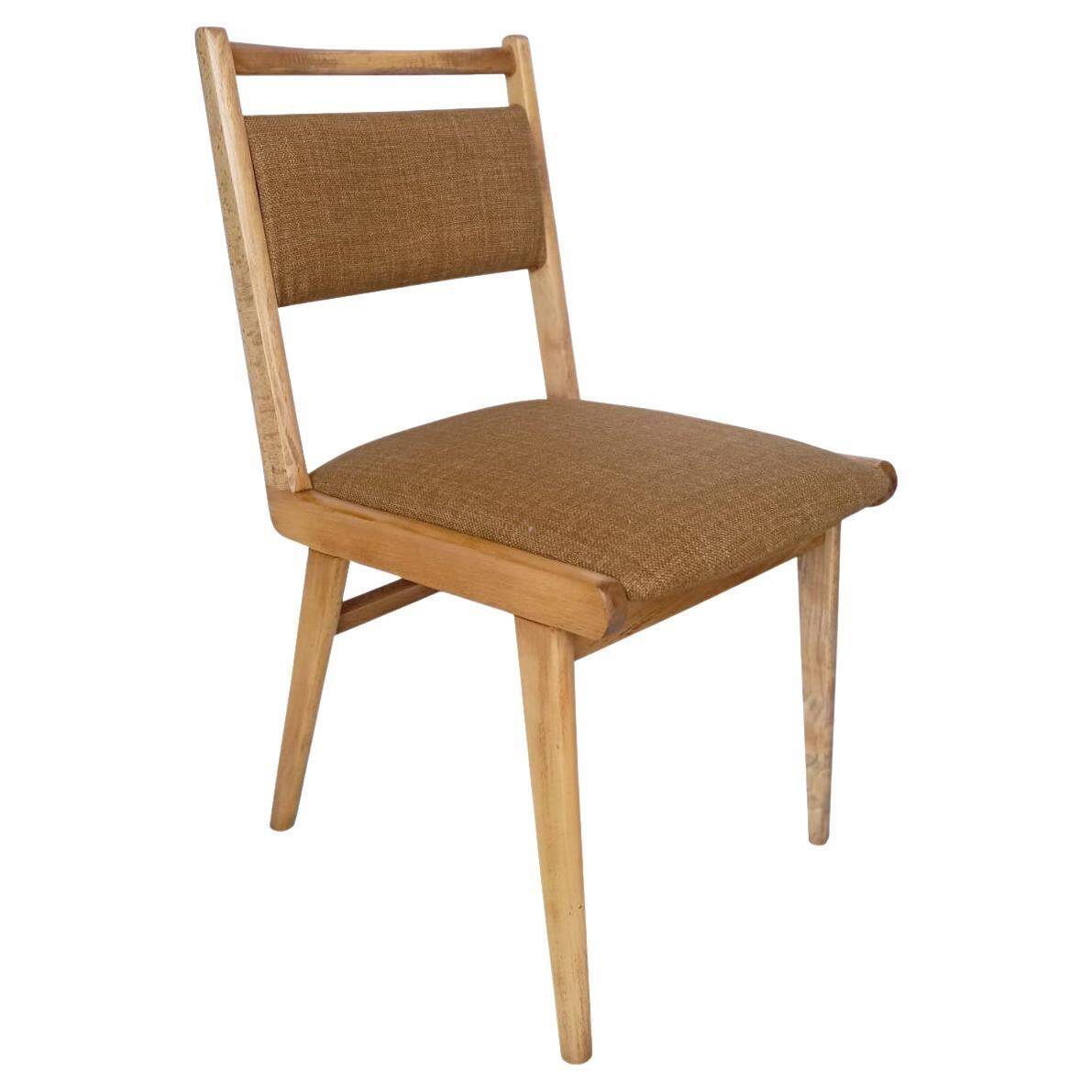 Mid-Century Beech Wood and Tobacco Velvet Jar Chair Wool Millais by Dedar, Poland, 1960s