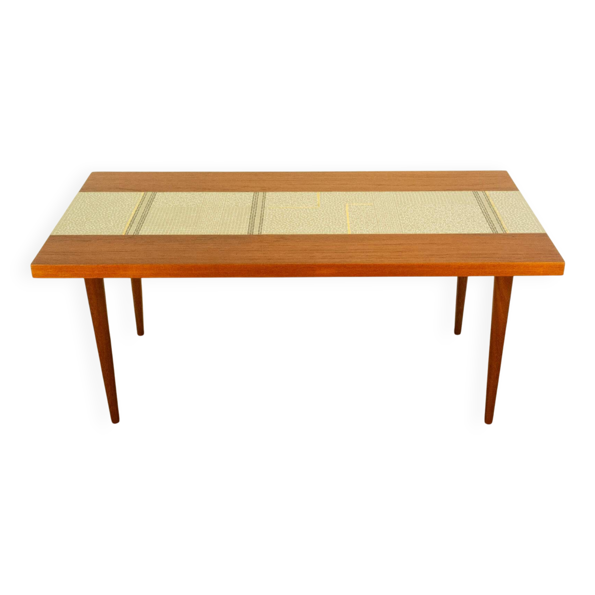 Coffee table, teak with mosaic, vintage from the 60s