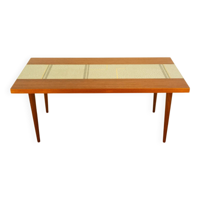Table basse, teck avec mosaïque, vintage des années 60