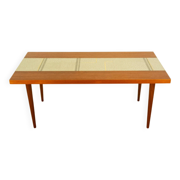 Table basse, teck avec mosaïque, vintage des années 60