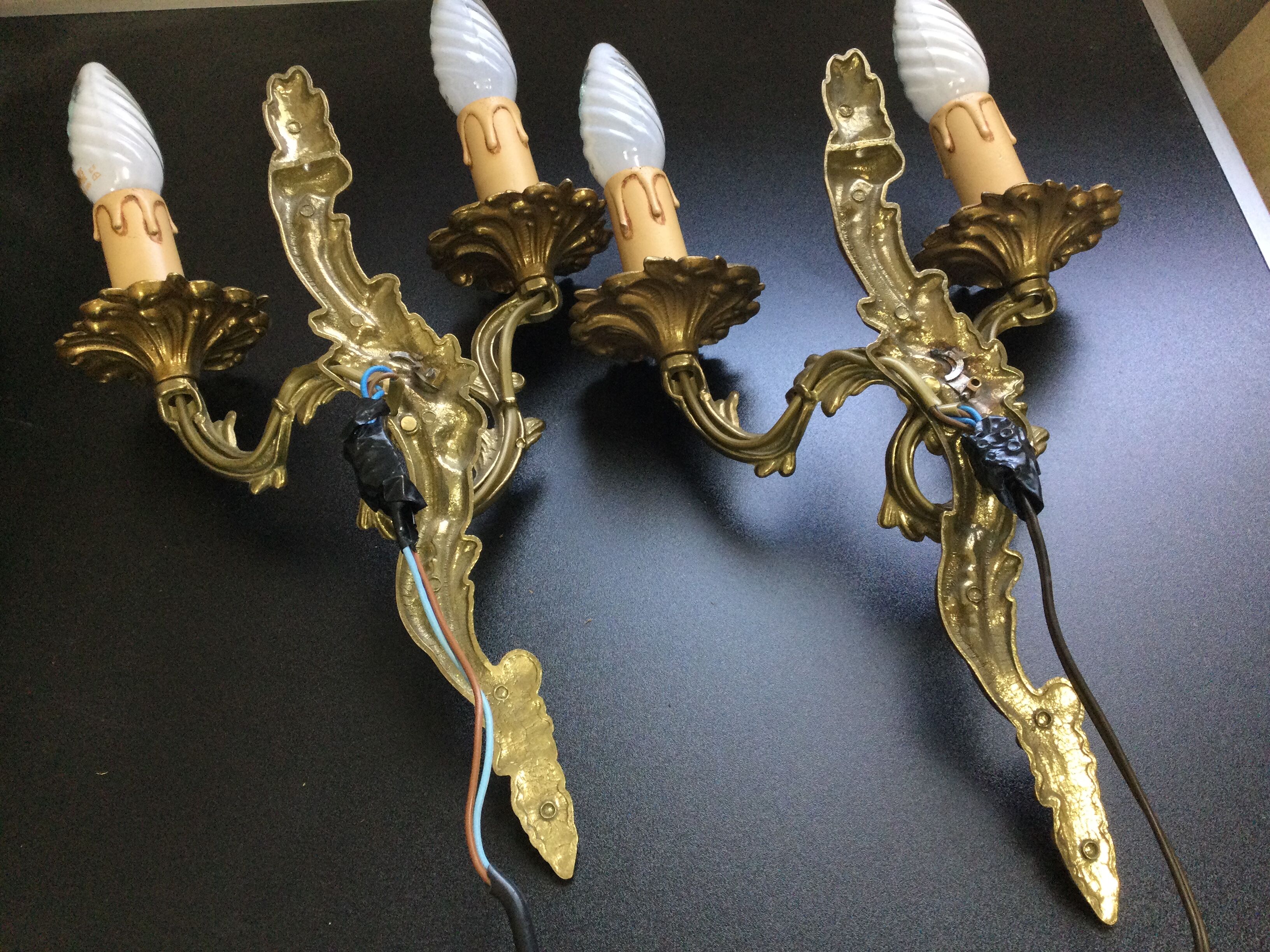 Pair of bronze sconces louis XV style