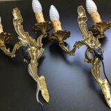Pair of bronze sconces louis XV style