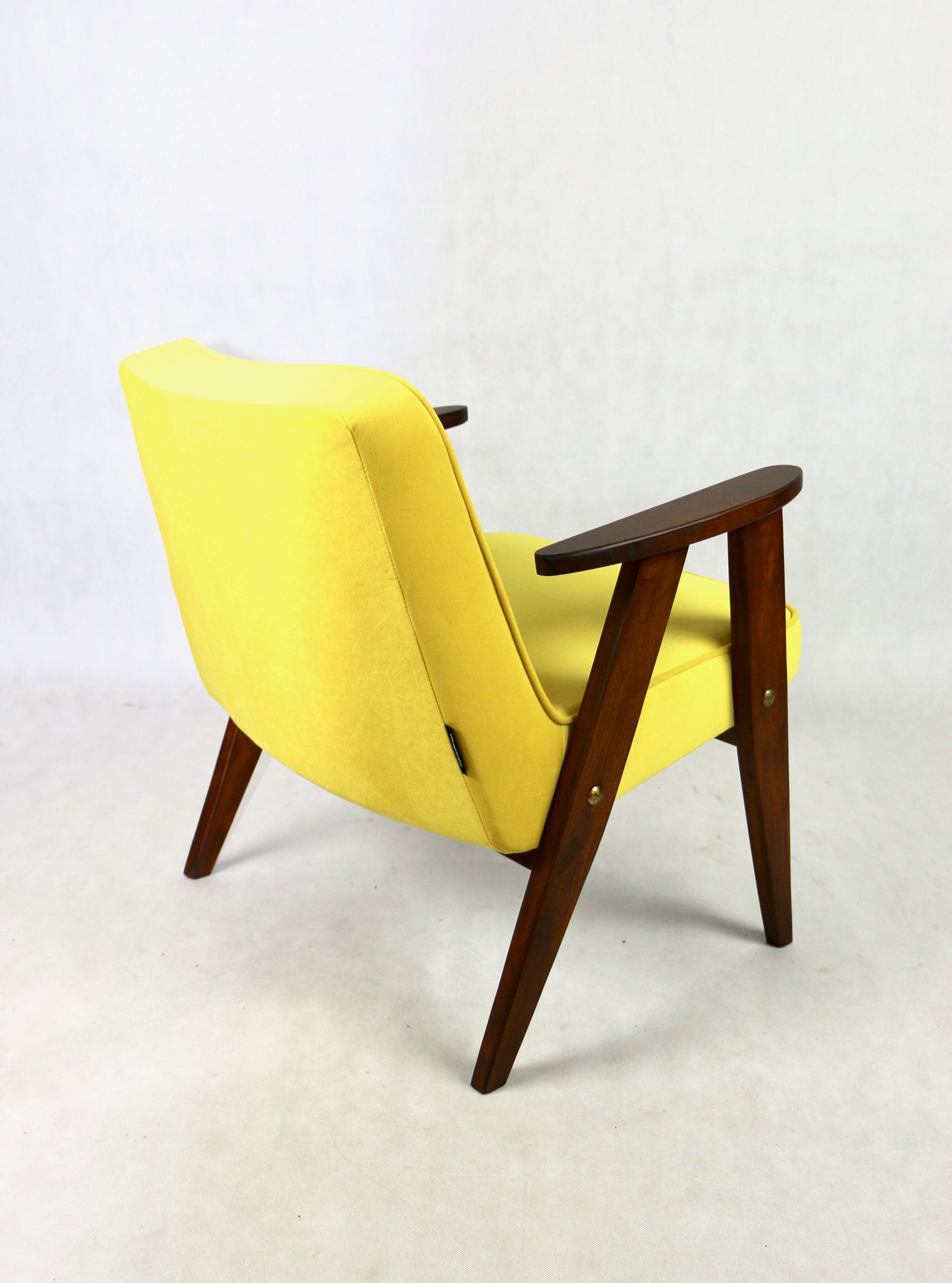 366 armchair in yellow velvet by Józef Chierowski, 1970s
