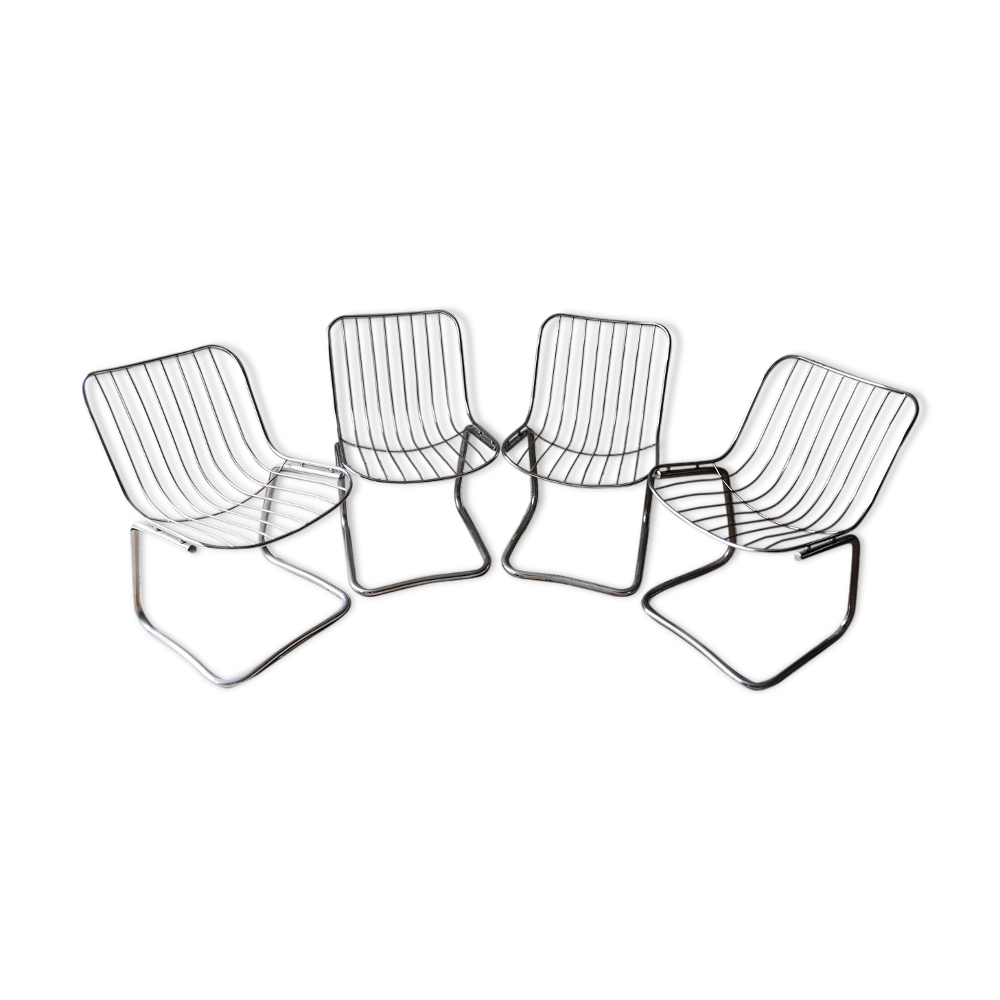Lot of 4 Gastone Rinaldi chrome steel armchairs