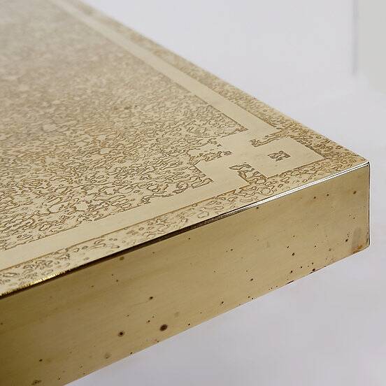 Hollywood Regency Brass Etched Side Table, 1950s