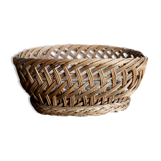 Small old linen basket in wicker Provence