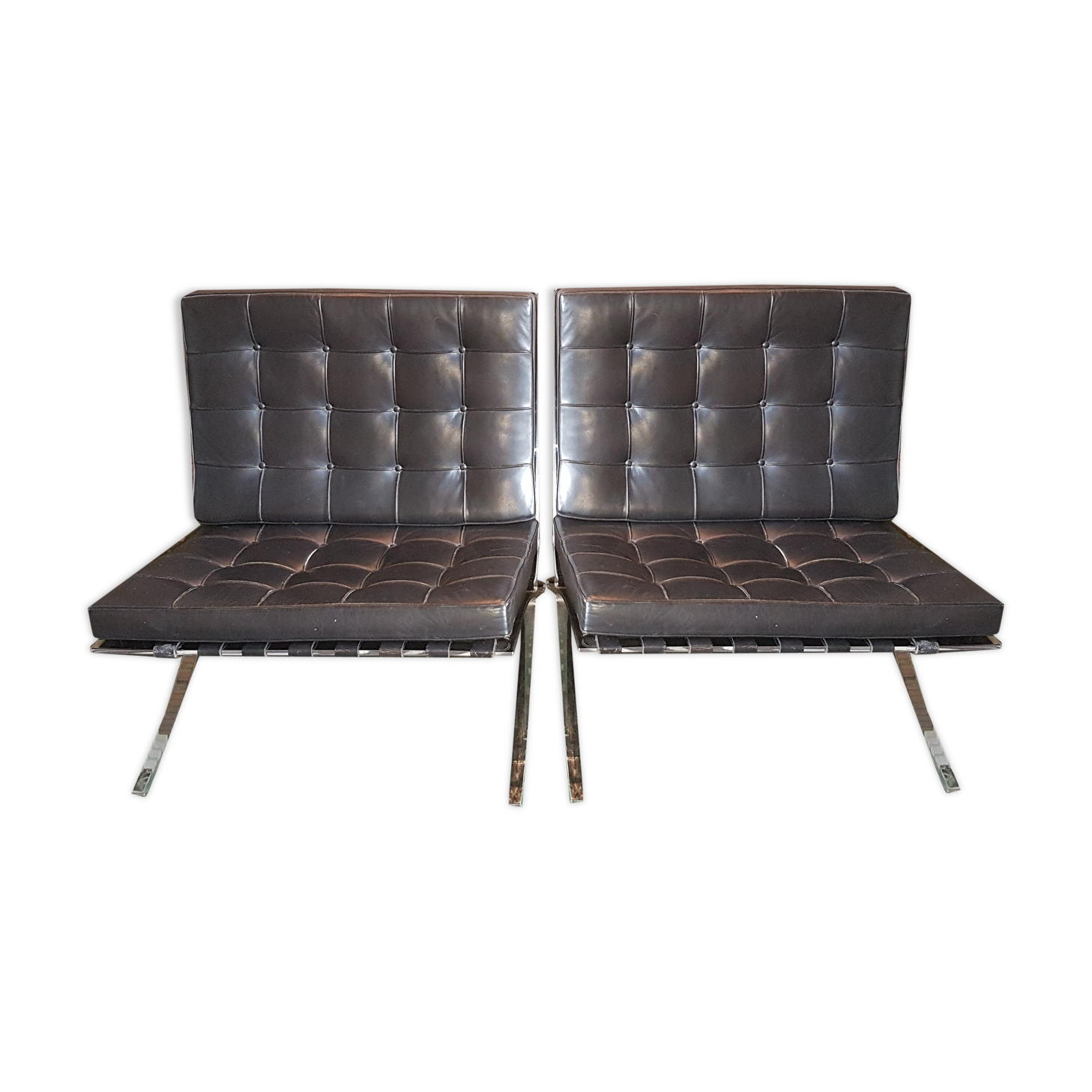 Paire de chauffeuse Barcelona de Mies Van Der Rohe, Knoll