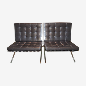 Pair of Barcelona armchairs by Mies Van Der Rohe, Knoll