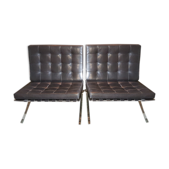 Pair of Barcelona armchairs by Mies Van Der Rohe, Knoll