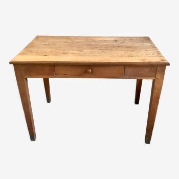 Table de ferme en chêne à grand tiroir - 110 cm