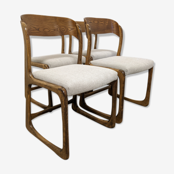 Série de 4 chaises traineau Baumann des années 60/70