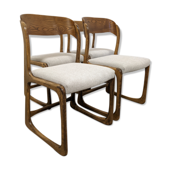 Series of 4 Baumann sleigh chairs from the 60s/70s