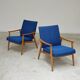 Pair of blue armchairs by Jiri Jiroutek for Interier Praha, 1960