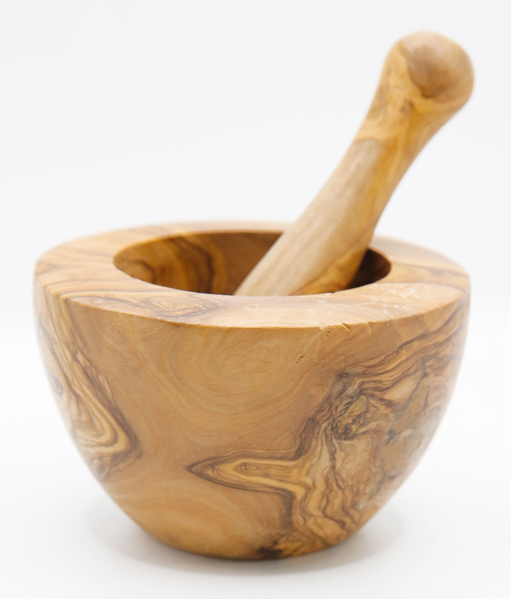 Mortier provençal et son pilon artisanaux en bois d'olivier