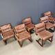 Asko Pajamies vintage leather plywood chairs from Finland, set of 6 - 1970s