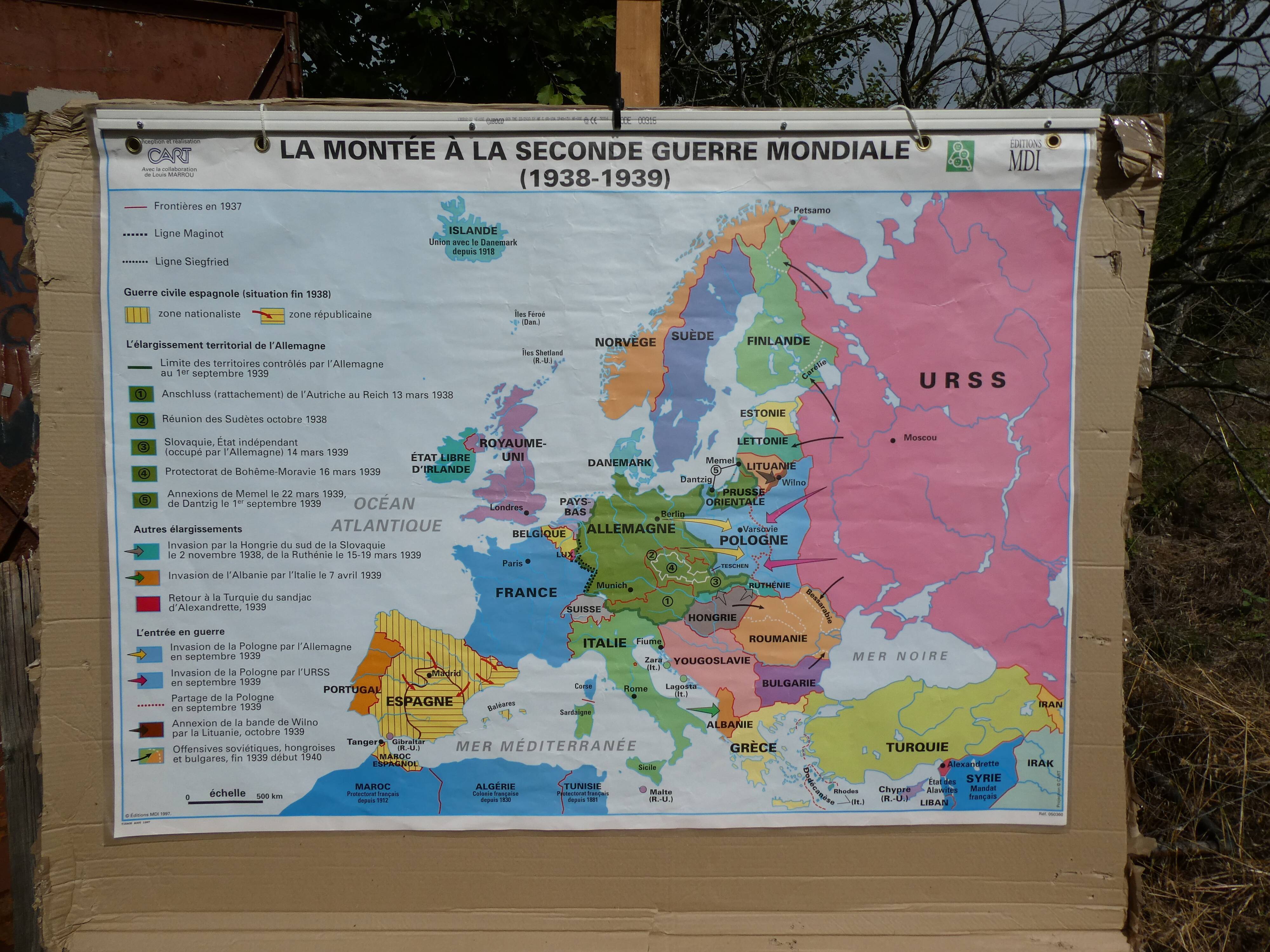 Vintage school map MDI Europe - Second War