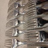 12 silver-plated dessert forks by Christofle Cluny, 17.1cm