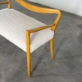 Benches Attributed to Guglielmo Ulrich, Blonde Maple & Bouclé, Italy 1940s