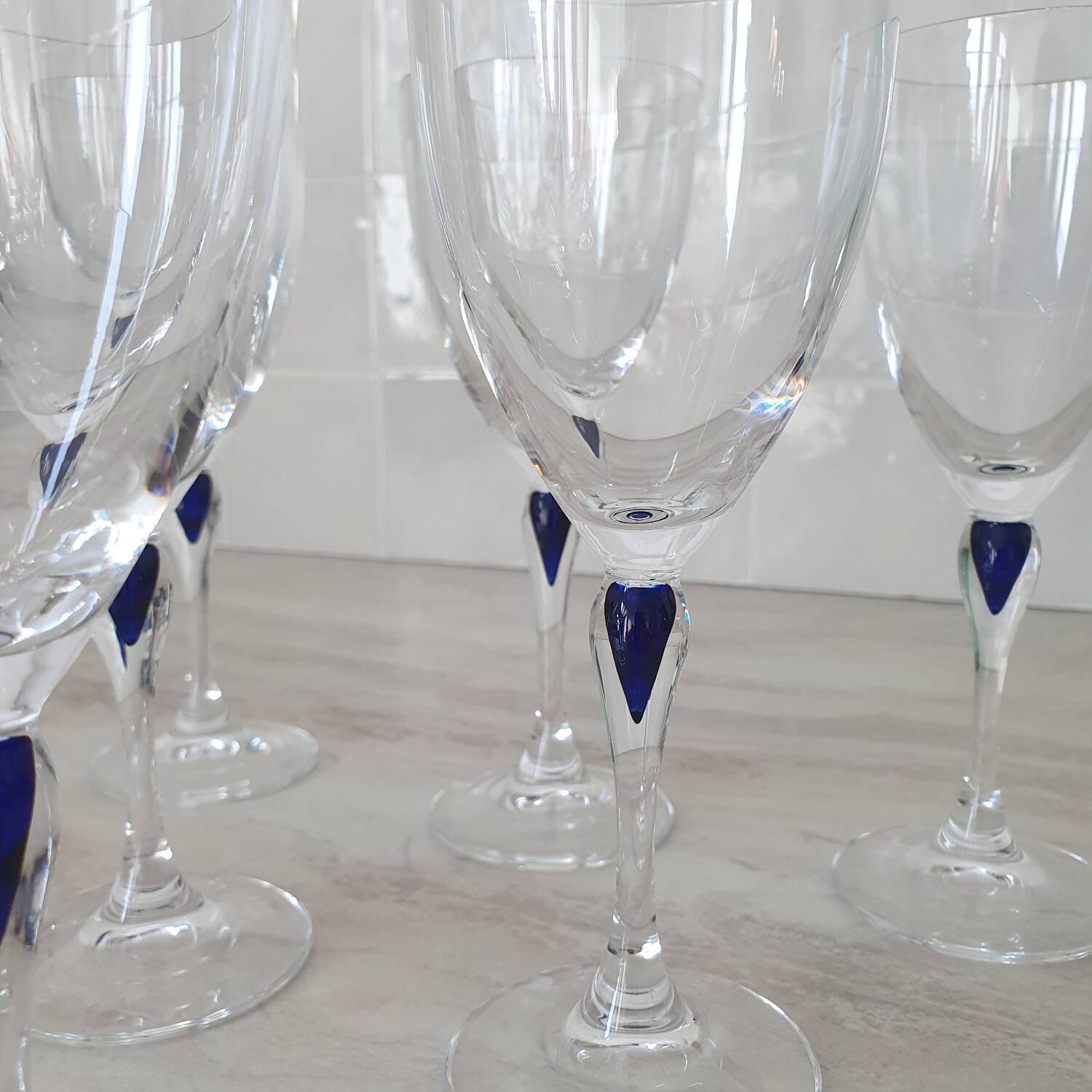 10 Crystal d'Arques glasses model Venice Sapphire blue