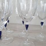 10 Crystal d'Arques glasses model Venice Sapphire blue