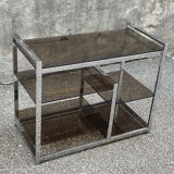 Chrome metal console and smoked glass, 1970s