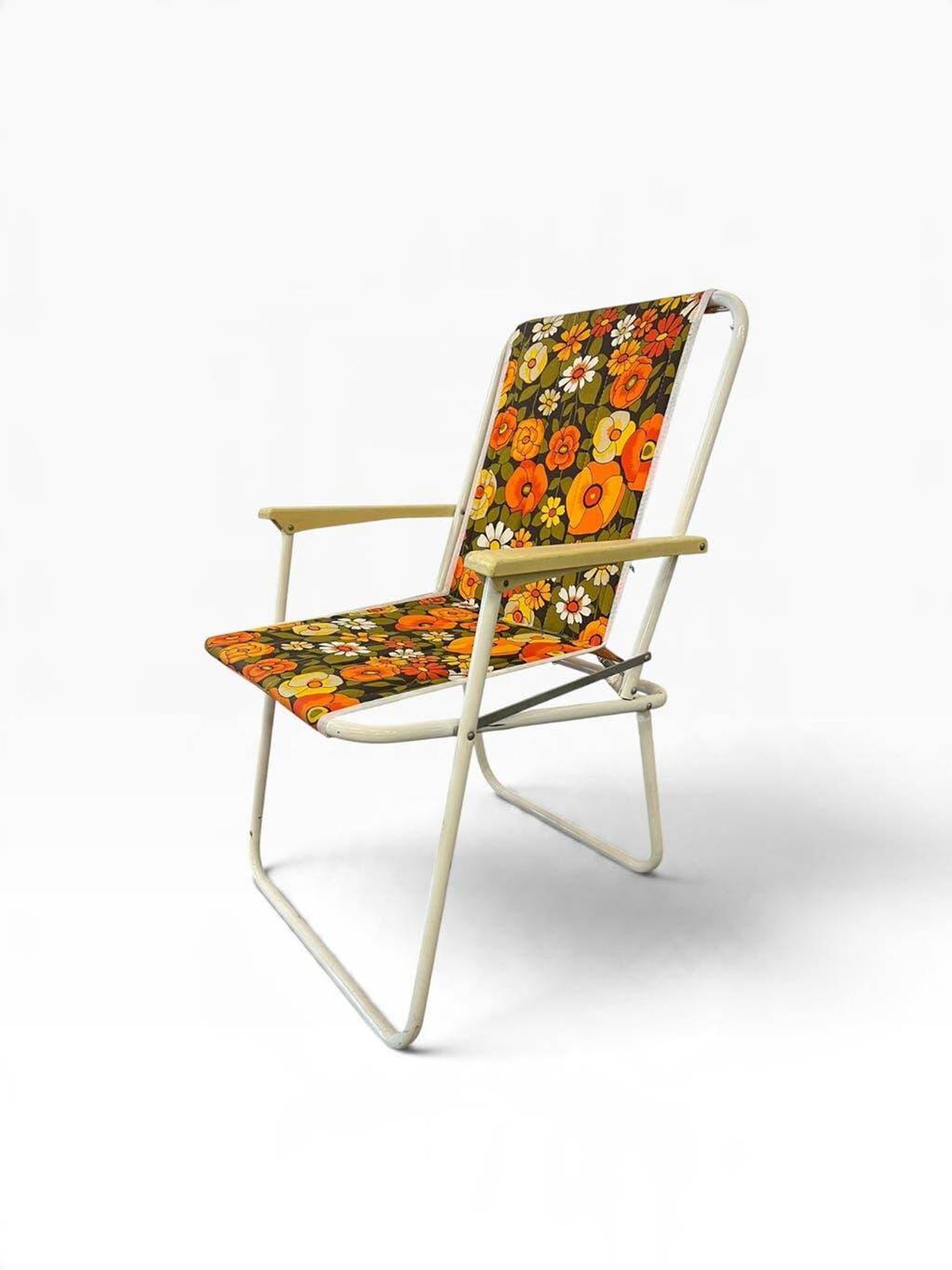 Chaise de plage/camping pliante orange vintage