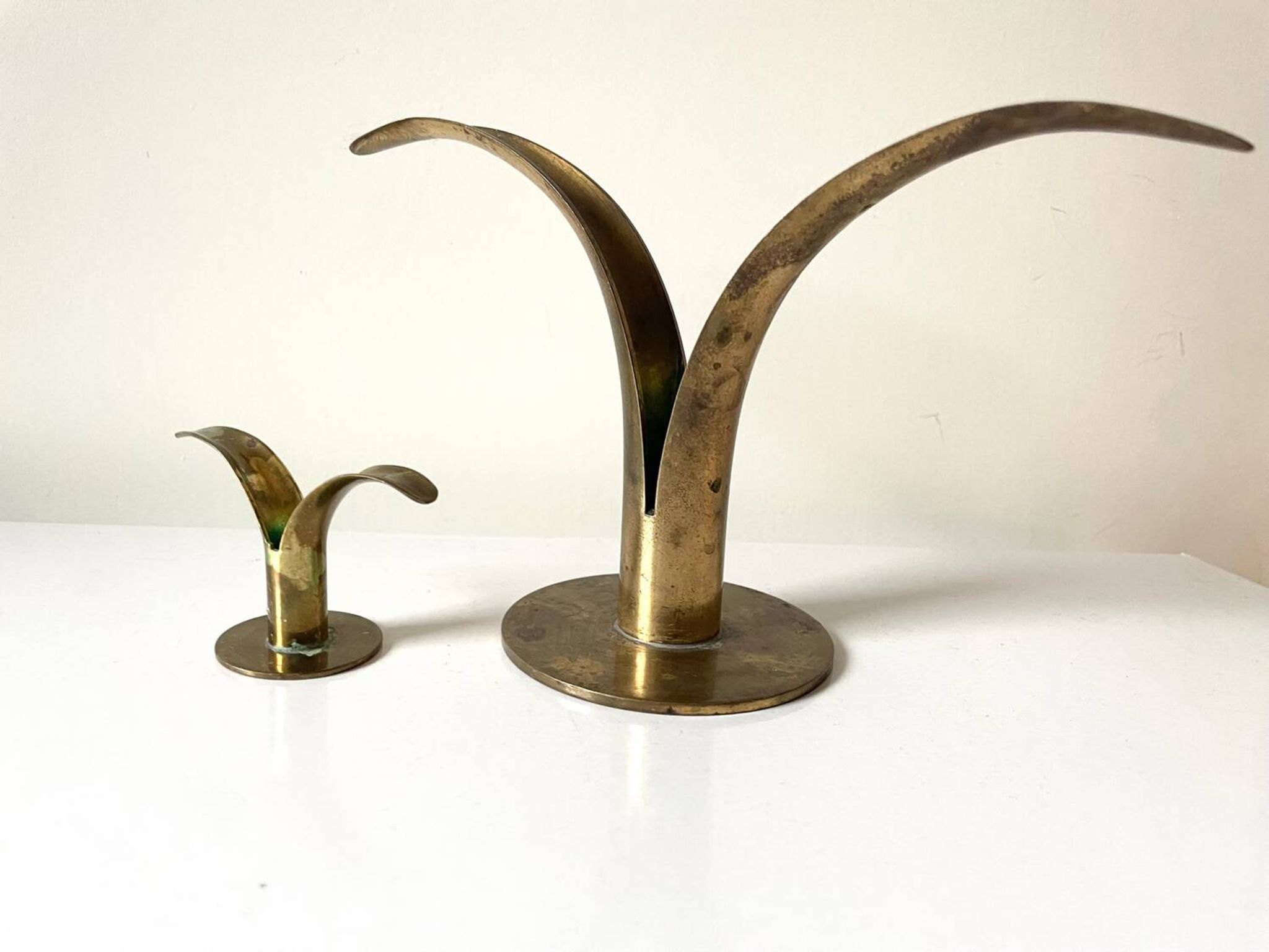 Lot of 2 Lily Design Ivar Alenius Björk Ystad metal candleholders