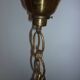 Antique glass and brass lantern pendant light, 3 lights