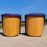 Set 2 - post modern cube lounge chair plywood - metal 1980s 1990s