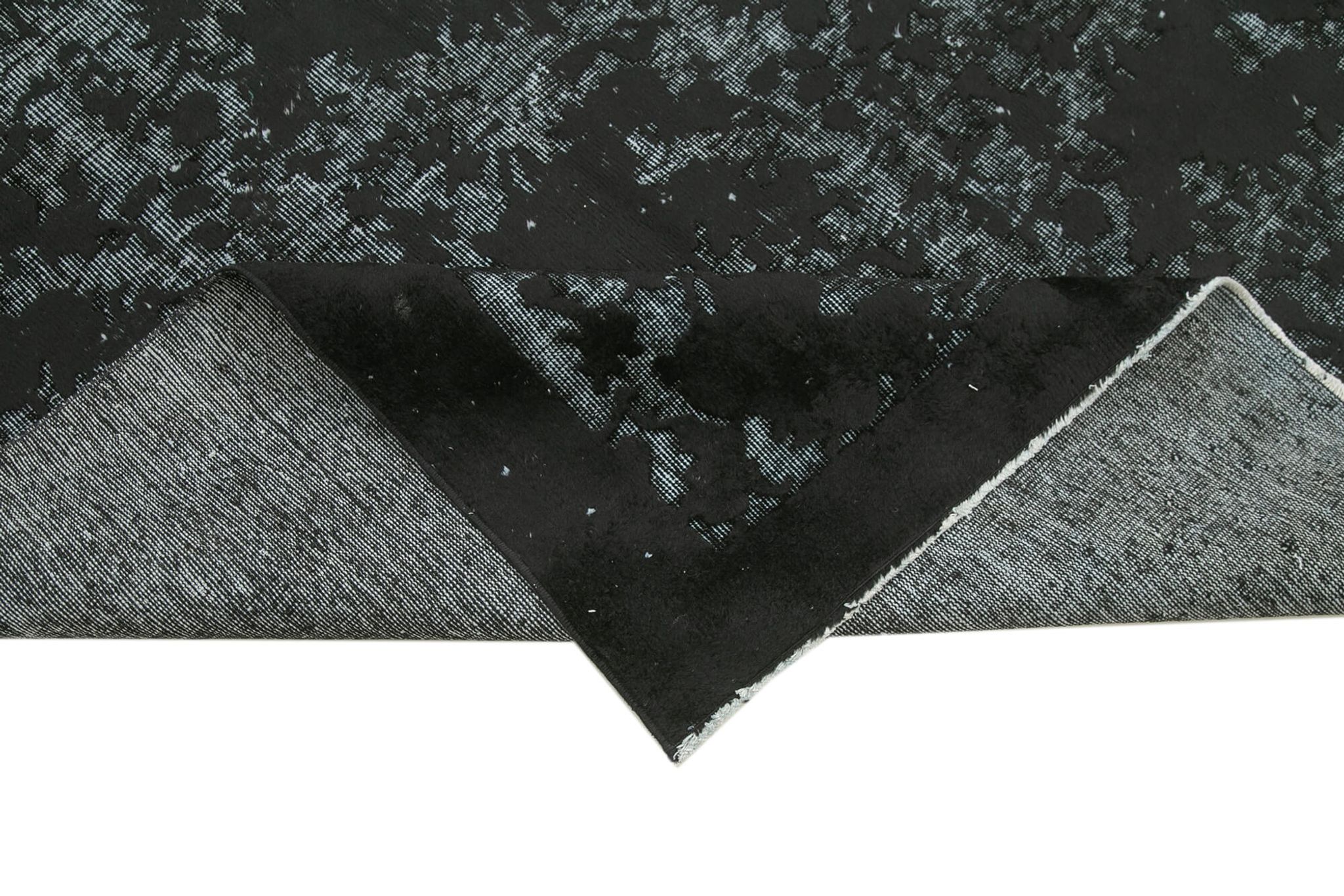 Handmade distressed oriental 1980s 158 cm x 250 cm black rug