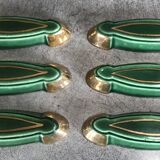Set of 6 Poët-Laval Art Deco Enameled Ceramic Knife Holders