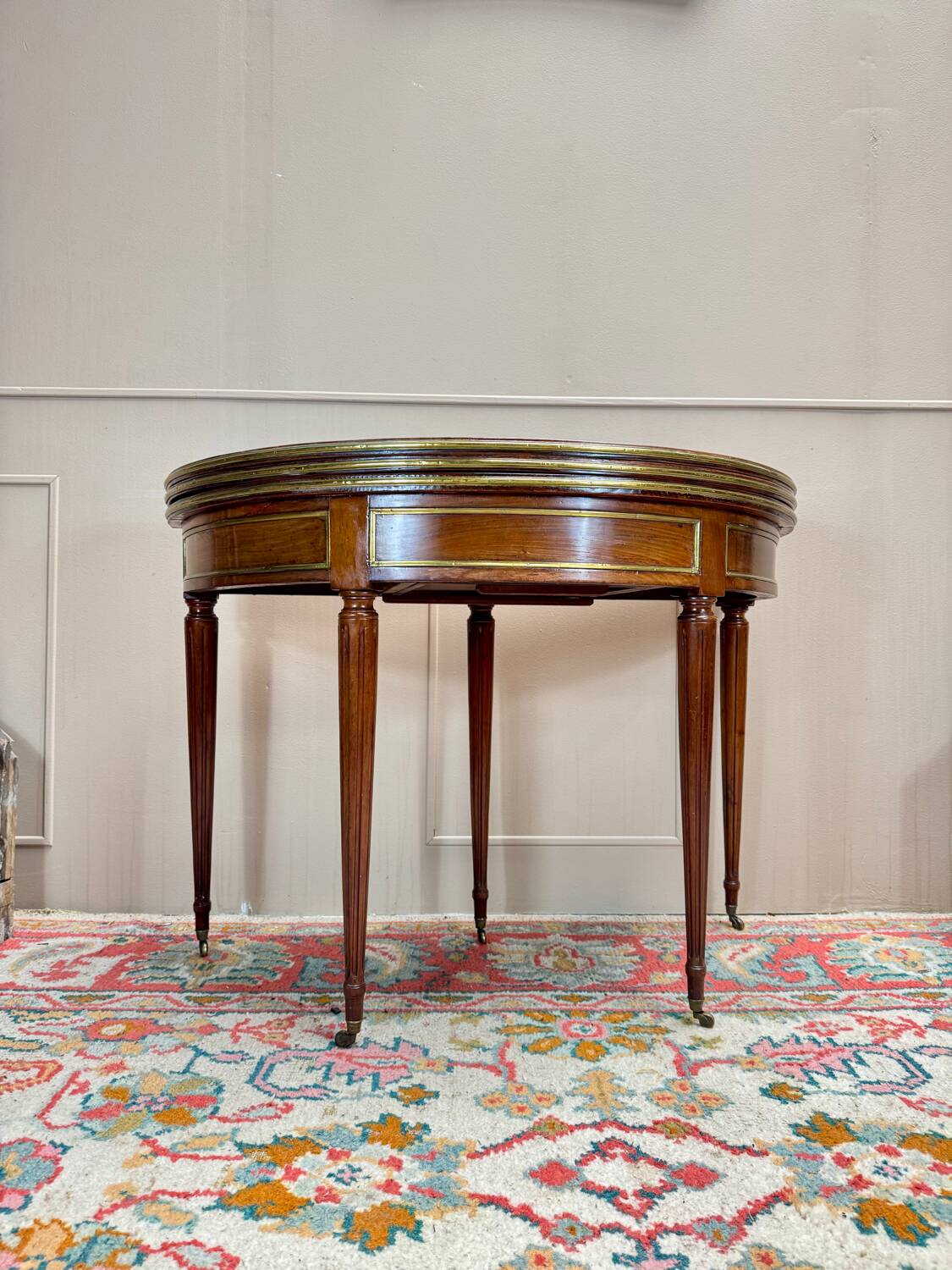 Louis XVI Style Mahogany Half Moon Table, 19th Century